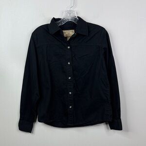 Bit & Bridle Women’s Western Shirt Small Black Pearl Snap Long Sleeve Cotton